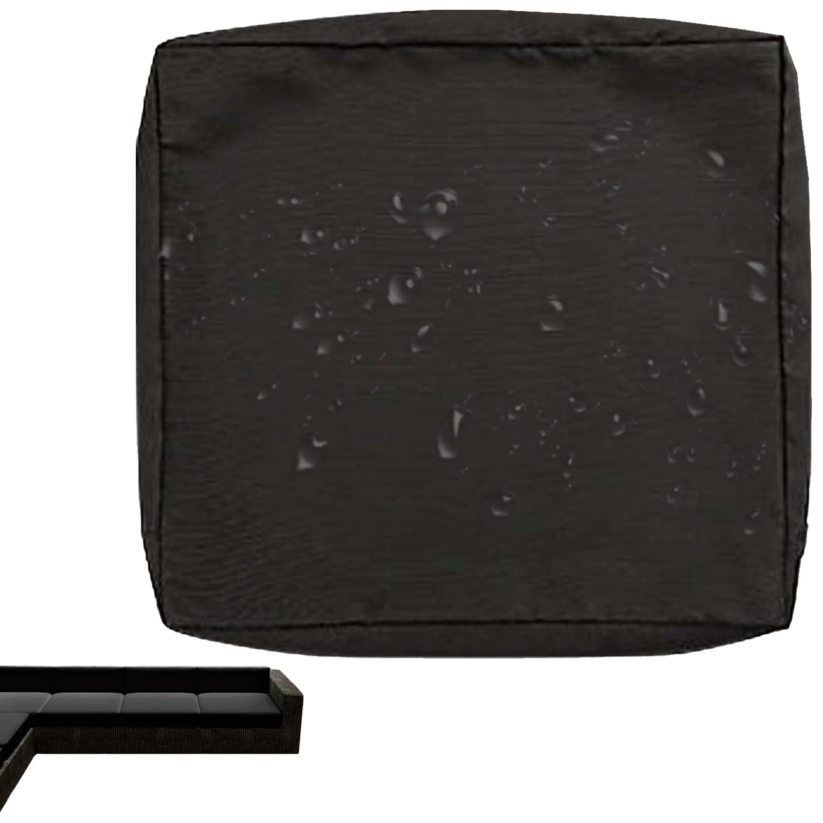 uyeoco 1/2/4-Pack Waterproof Sofa Seat Cushion Covers with Zipper, 60x60cm & 55x50cm, Chair Seat Pads Cover for Indoor & Outdoor Patio Rattan Furniture(Black,50x45x10cm(1pc))