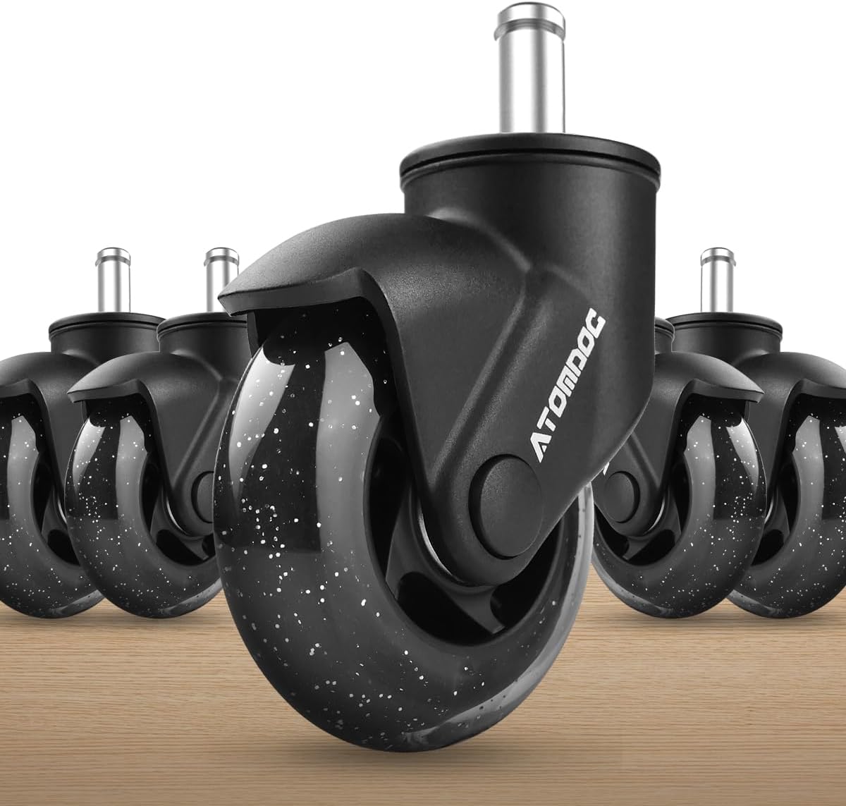 Office Chair Caster Wheels, 3" Newly Lightweight Caster Wheels & Revolutionary Swivel Vertical Axle, Safe Protection for All Floors Including Hardwood, Set of 5