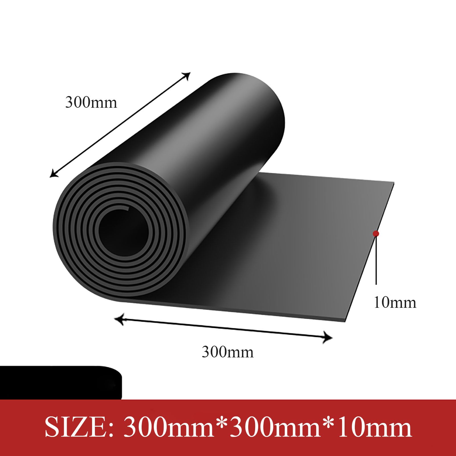 COYOUCO Solid Rubber Sheet, 300X300mm Rubber Pad for DIY Gaskets, Pads, Seals, Cushioning of Anti-Vibration, Anti-Slip,10mm
