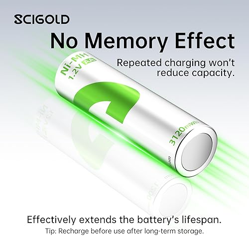 Miniatura 3 de Baterías AA recargables, paquete de 8 baterías recargables de baja autodescarga de 1.2 V, 2600 mAh de alta capacidad, NiMH, baterías dobles A,