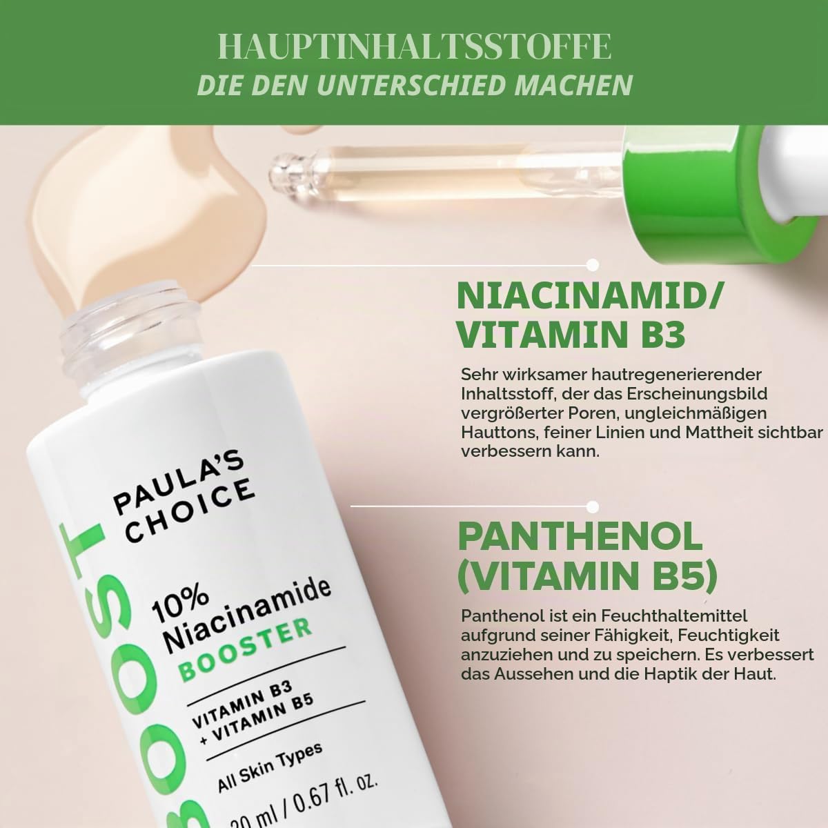 Paula's Choice 10% Niacinamide Booster Serum für das Gesicht – reduziert verdickte Poren, braune Flecken & Unvollkommenheiten – mit Allantoin – alle Hauttypen – 20 ml