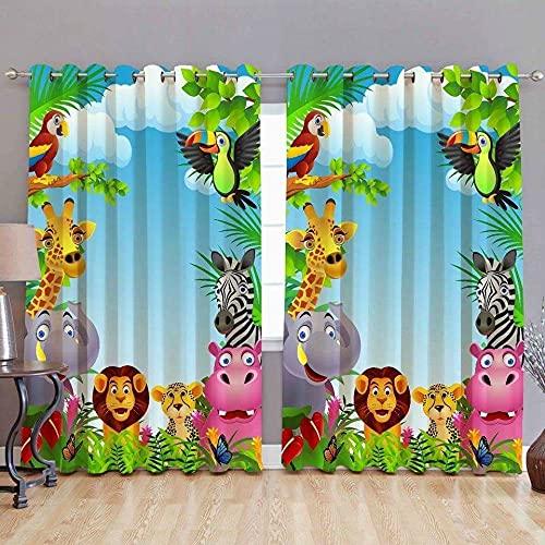 Image of 3D Forest Animals Design Curtains for Kids Room, Window, Door 4x7 feet Play School Curtain, Pack of 1 pc