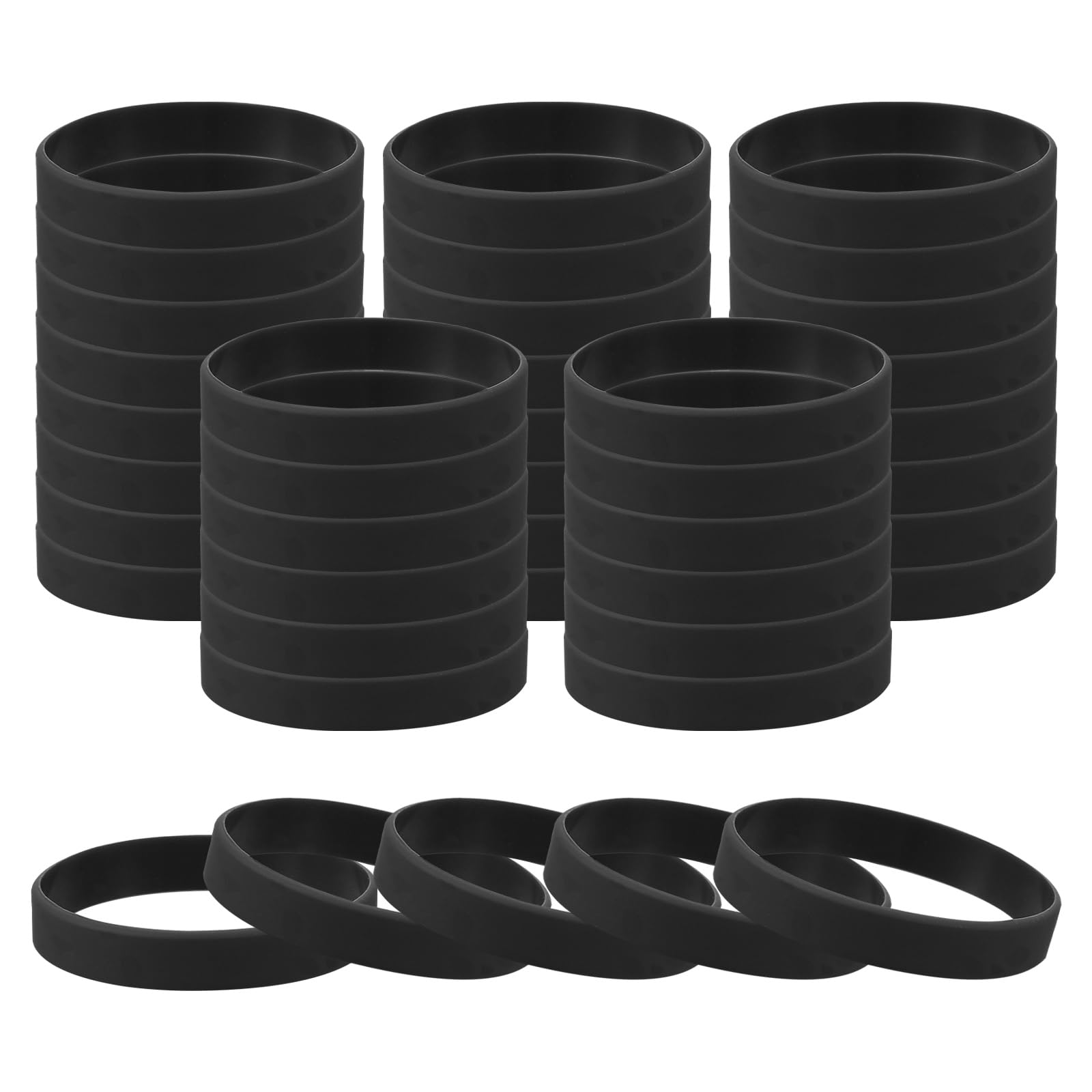 PATIKIL Rubber Bracelets, 60 Pcs Unisex Silicone Sports Wristbands for Sports Party Games Fashion Decorations Black โ image 1