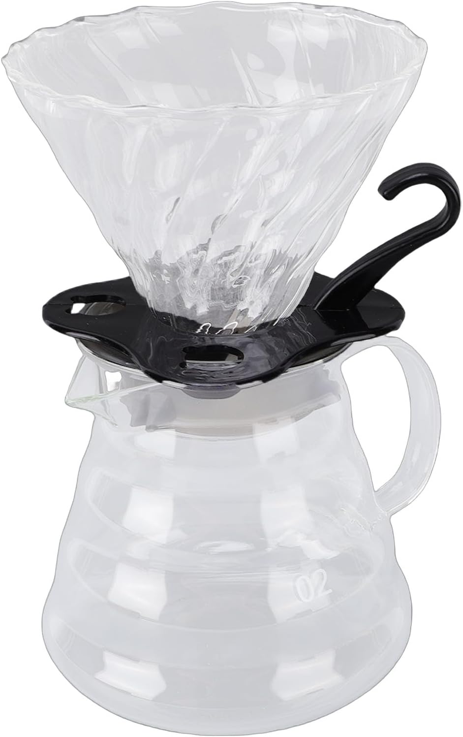 Naroote 600ml Pour Over Coffee Maker Set, Borosilicate Glass Coffee Server with Paper Filters for Home Office Making