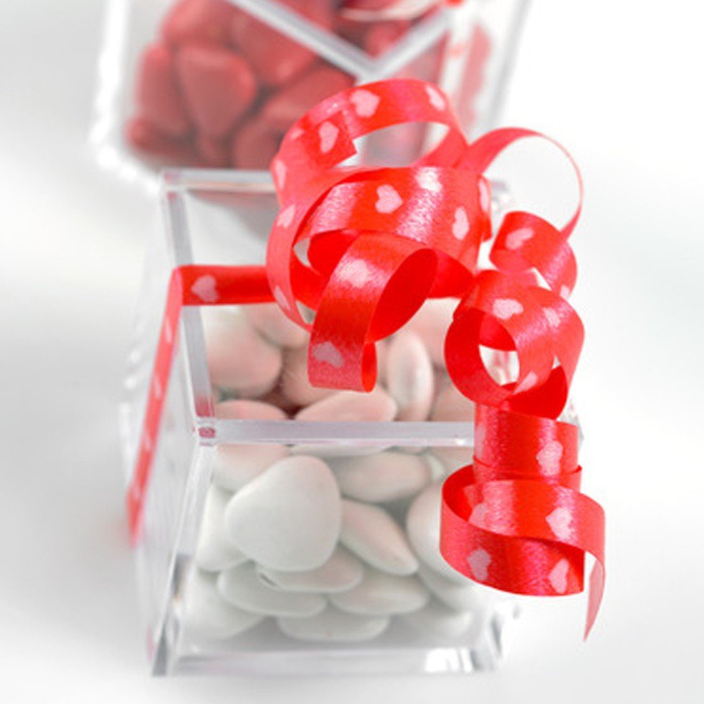 Curling Ribbon Heart 7.5 mm x 50 m White Heart Garland Heart Ribbon - 3994 - Image 3