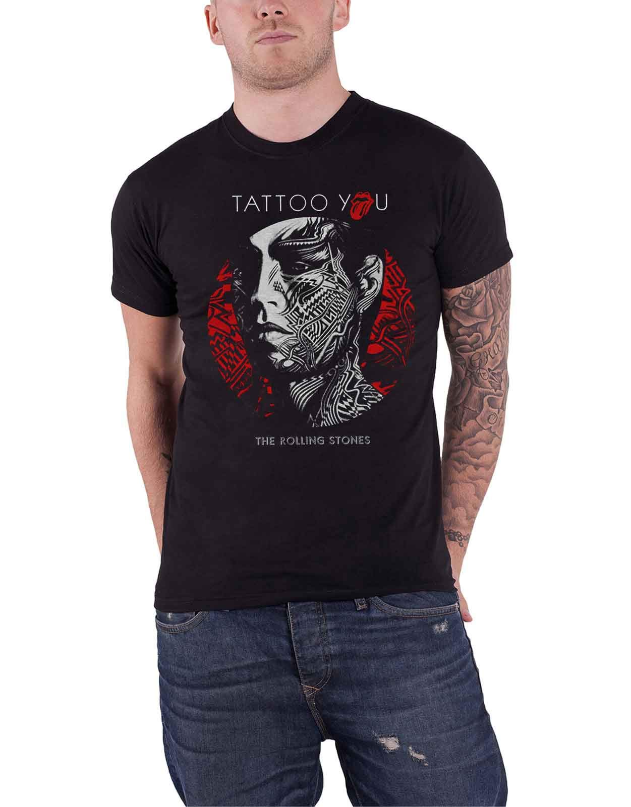 Rolling Stones Men's Black (Black Black) The Tattoo You Circle T-Shirt Black