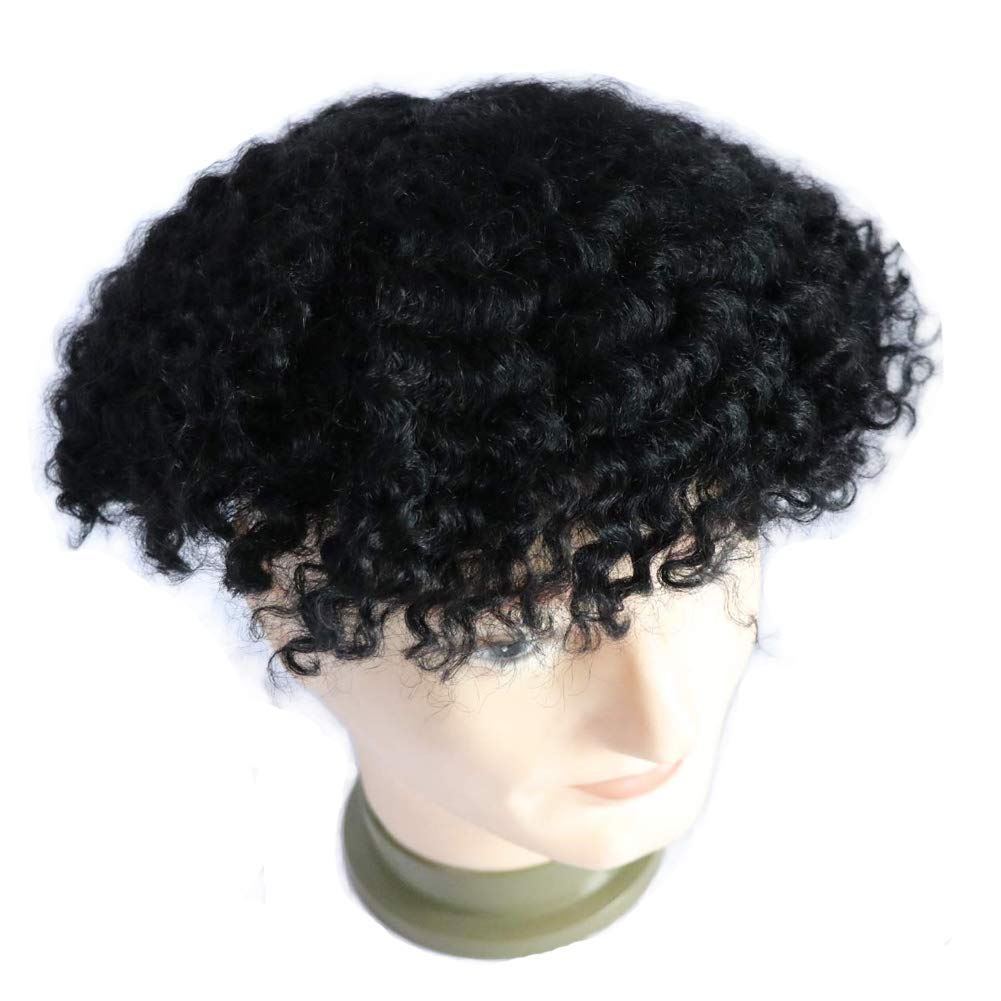 Amazon.com : Lumeng Toupee for Men Afro Kinky Curly Skin PU Human Hair Wigs  Human Hair 360 Wave Toupee hair system 1# jet black None Lace Full Wig for  Men (8X10) :