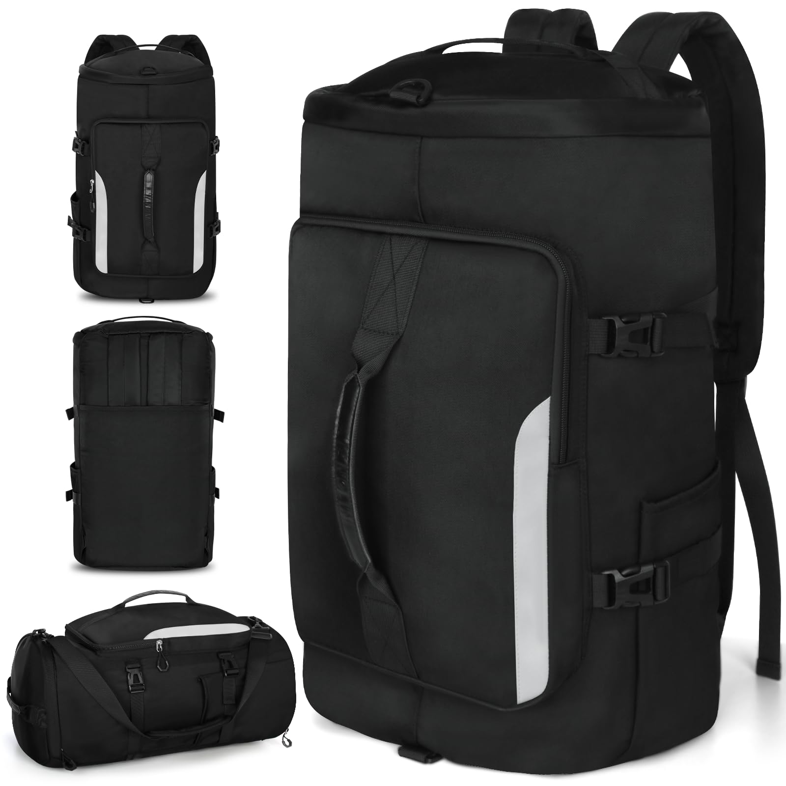 KYYLZ 45L Sporttasche Damen Herren, Groß Reisetasche mit Schuhfach und Nassfach Travel Duffle Bag mit Rucksack Weekender für Sporturlaub, Reisen, Fitnessstudio, Schwimmen, Schwarz - 2