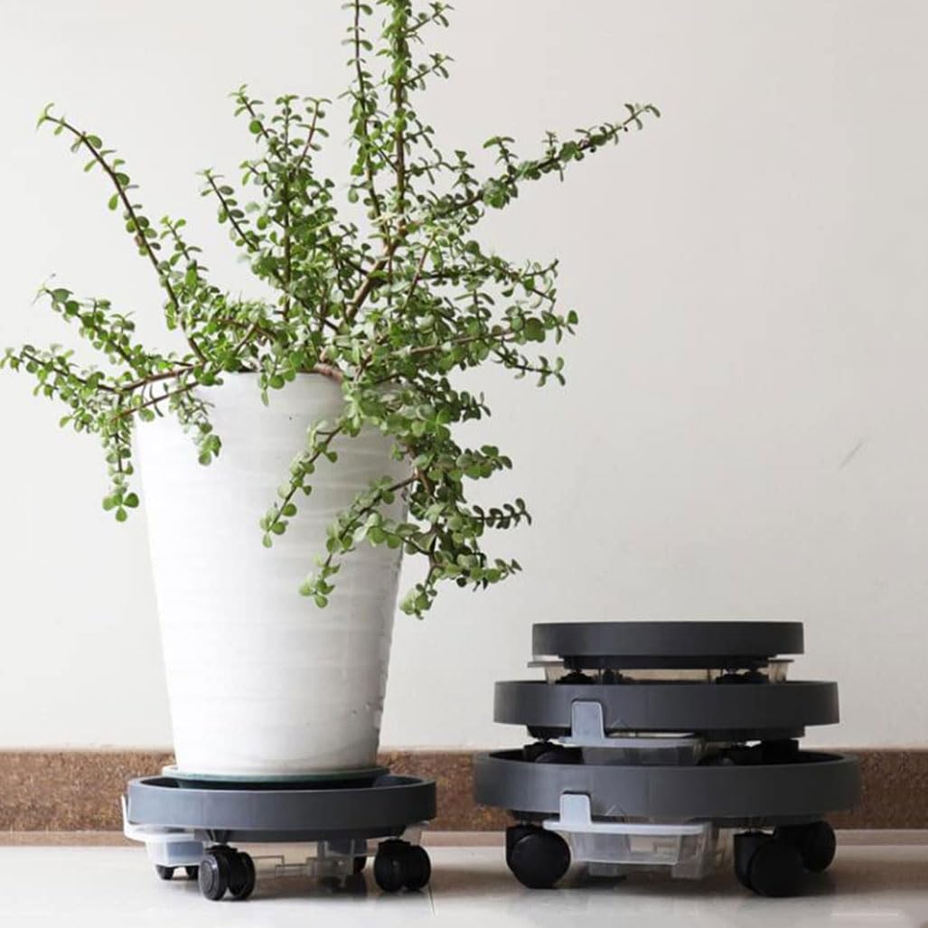 Chariot de jardinière à roulettes avec tiroir et réservoir d'eau pour faciliter la mobilité et l'entretien des plantes - 30 cm