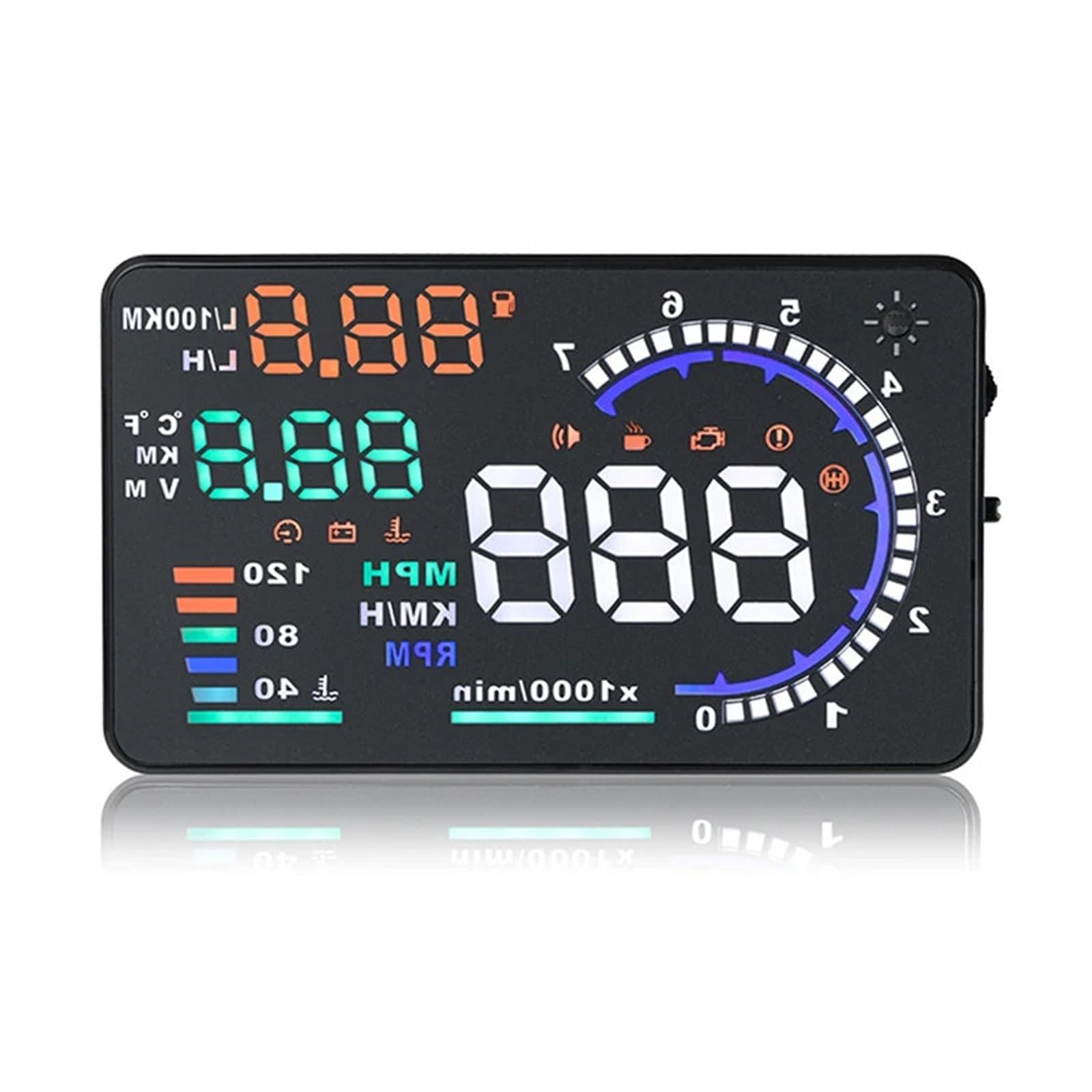Car Speed HUD Speedometer Oil Consumption Water Temperature Head Up Display Battery Voltage OBD Windshield Projector Truck