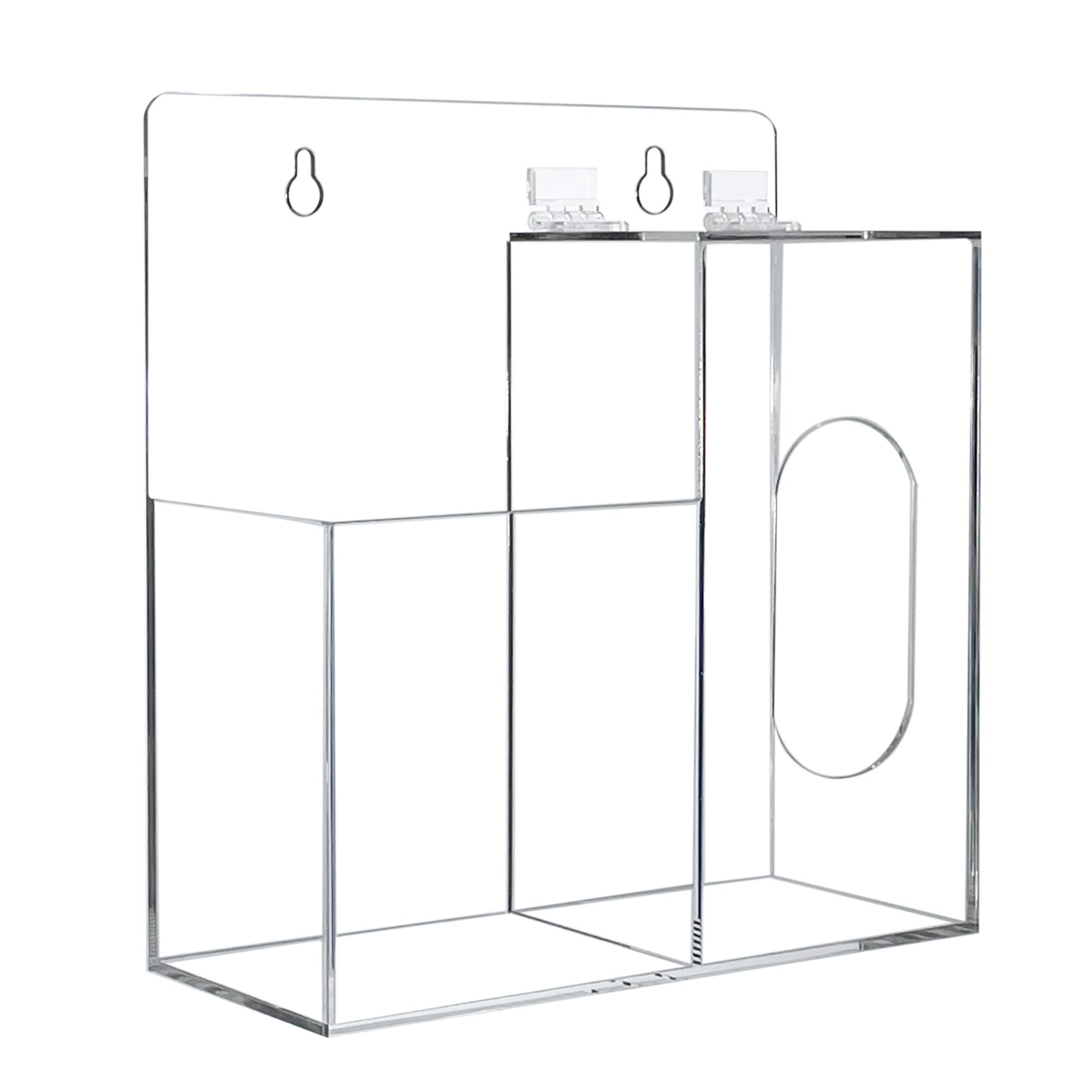 SEANADO Triple Glove Box Holder Wall Mount Glove Dispenser with Lid, 3 Compartments Hygiene Station Storage Box for Face Masks, Beard Nets, Hairnets, Plastic Bags, Shoe Cover - 16.5 x 10.2 x 3.5 inch