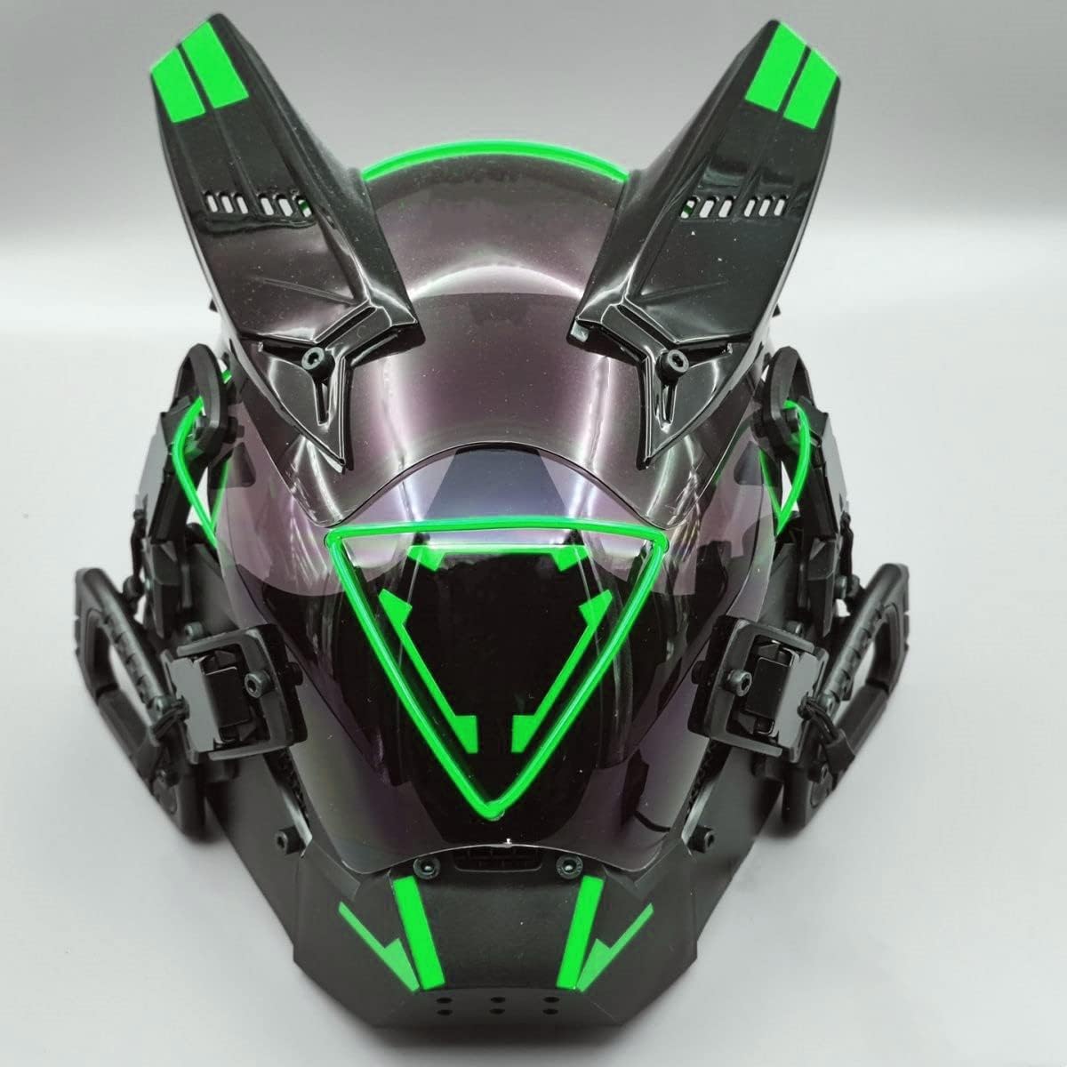 Tech Punk Mask Cosplay for Men Cool Black Full Face Mask LED String Light up Halloween Mask Costume Accessories Tech Punk Mask Cosplay for Men Cool Black Full Face Mask LED String Light up Halloween Mask Costume Accessories