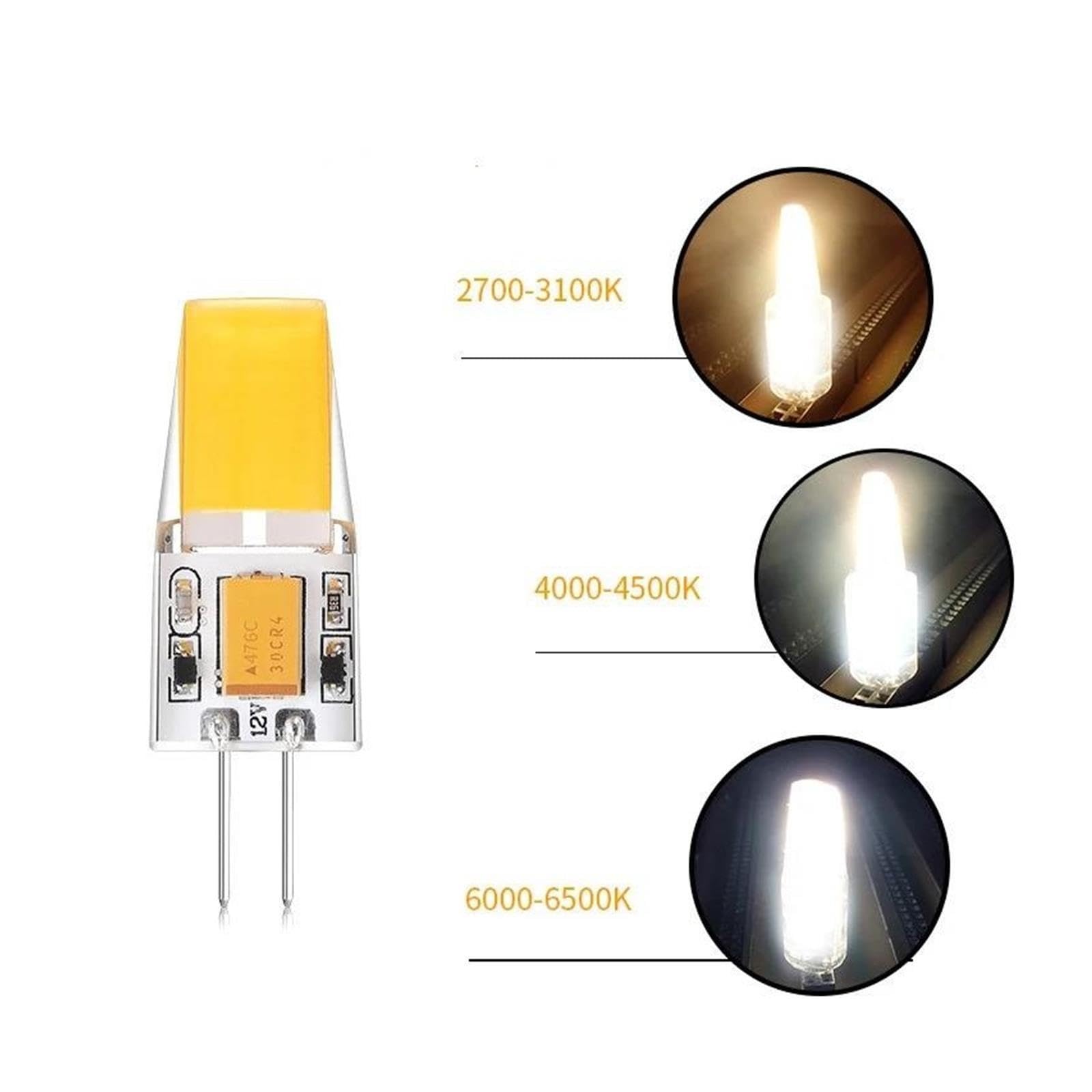 10 Stück G4 COB-LED-Lampe 12 V 1,2–2,5 W