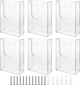 8 Pack Clear Acrylic Brochure Holders - 6x9 Inch Wall Mount Document Display