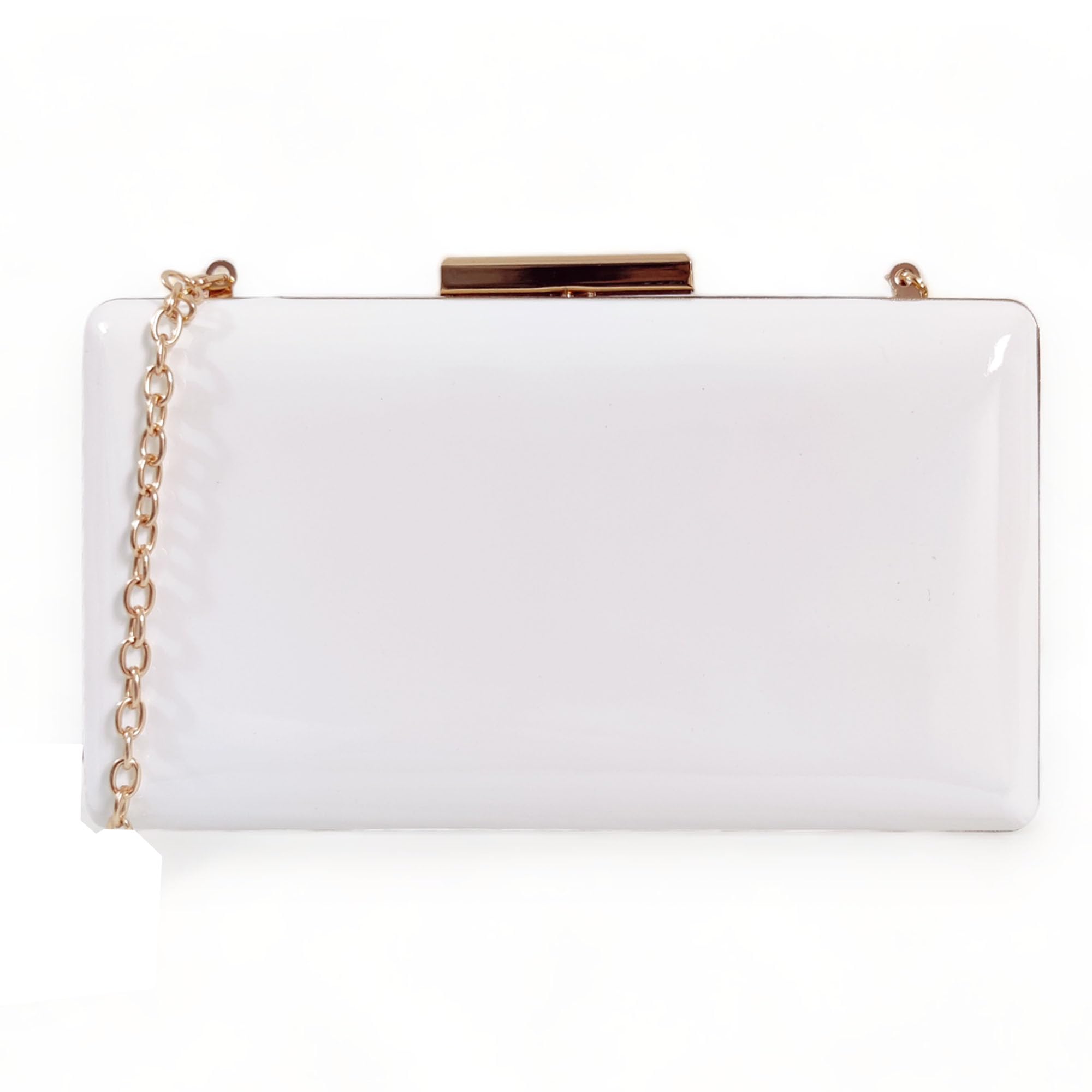 Plain Patent Leather Hard Case Bridal Prom Wedding Evening Clutch Party Purse Hand Bag
