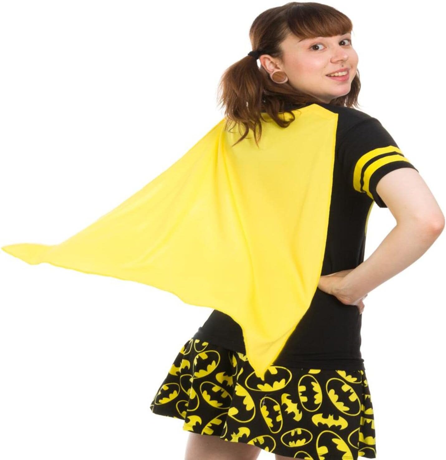 Dc Comics Batman Costume Licensed Graphic Juniors T-Shirt w/Cape - Image 3