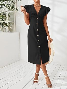 BEENTRILL■Round neck Back slit String Overfit dress■送料込 Amazon.com: WDIRARA Women's Deep V Neck Button Front Layered