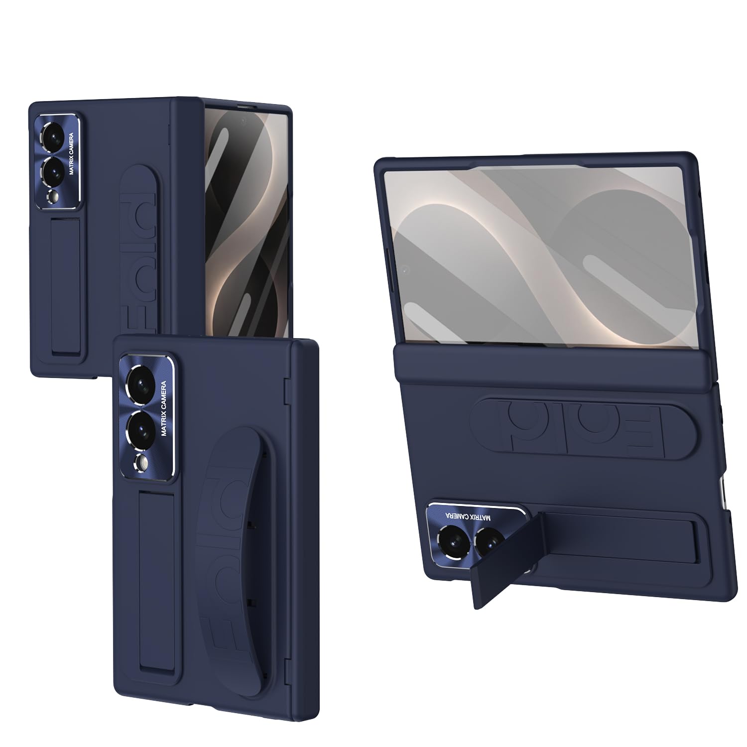 for Samsung Galaxy Z Fold 8 Wide Protect Case with Wristband Stand, Built-in Screen & Lens Protection Shockproof Full Body Drop Fall Protection.(Blue)-image-39