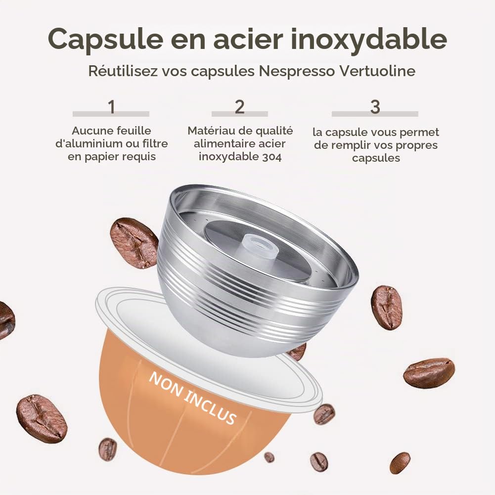 Sesama Vertuo Series Porte-capsules de café réutilisable en acier inoxydable Compatible uniquement avec Vertuo Next Machine