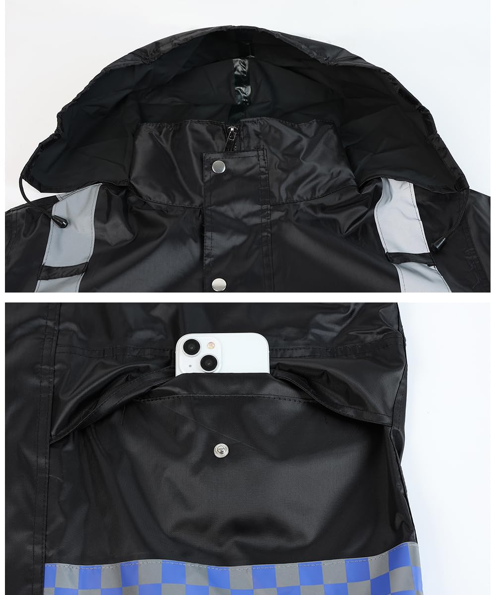 Impermeabile Unisex Tuta Antipioggia Riflettente Uomo Antipioggia 2 Pezzi Tuta Antipioggia Giacca Impermeabile da Lavoro Alta Visibilità Set di Giacca e Pantaloni da Pioggia