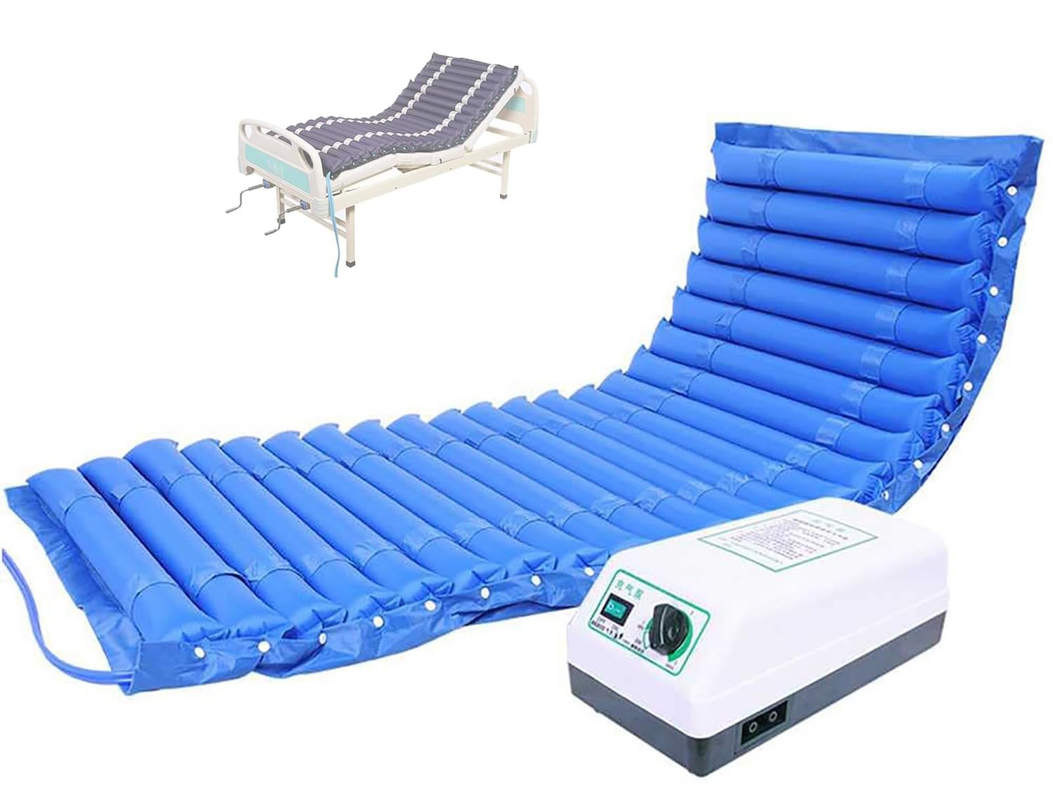 BLUEZY Colchón Antiescaras De Presión Alternante con Compresor Ajustable De Ciclo Alterno,Soporte De Presión Alternante, Colchón Inflable, Poco Ruidoso Cargable 135 Kg