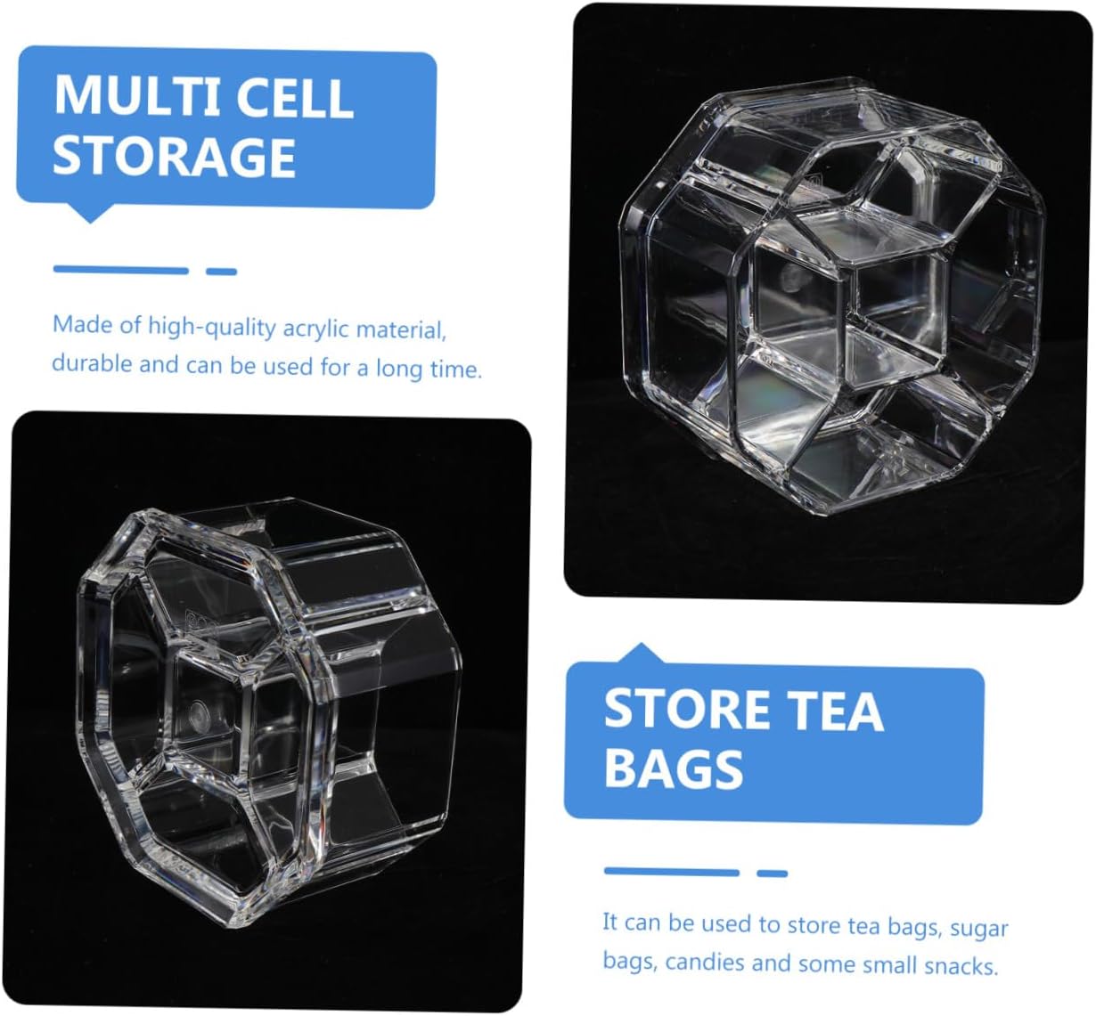 ABOOFAN Acrylic Tea Bag Storage Box 5 Compartments Organizer for Sugar and Tea Bags Practical Household Storage Case