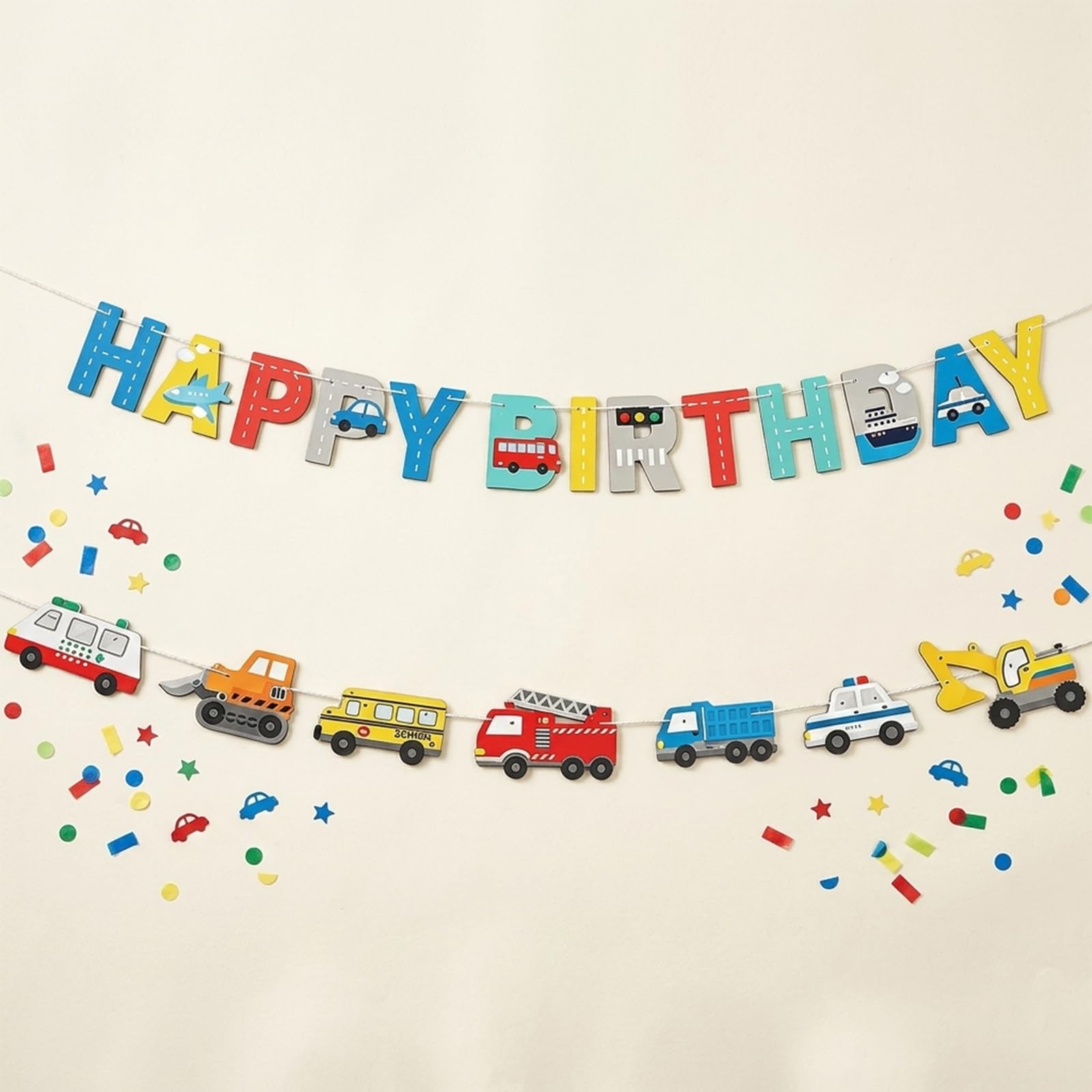 Multicolor Transportation Birthday Banner (Multicolour 7 Transportation)