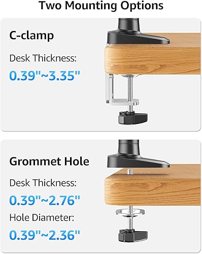Miniatura 8 de MOUNTUP Soporte de escritorio para monitor individual con capacidad máxima de 26.5 libras, soporte para monitor de 13-34 pulgadas, soporte para