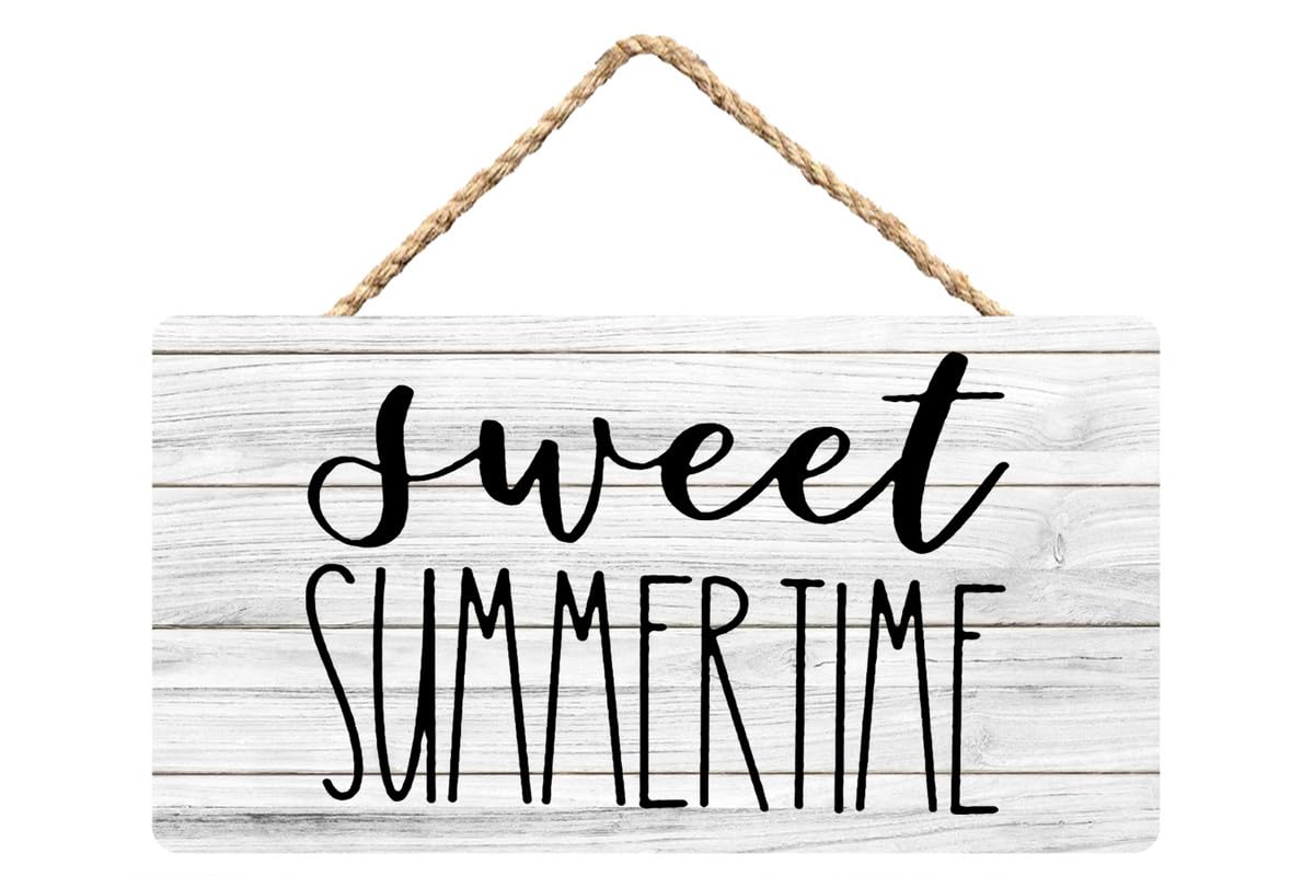 Sweet Summer Time Wooden Plaque Hanging Wall Sign, Seasonal Home Decor for Beach & Outdoor Enthusiasts, 12X6 Inch