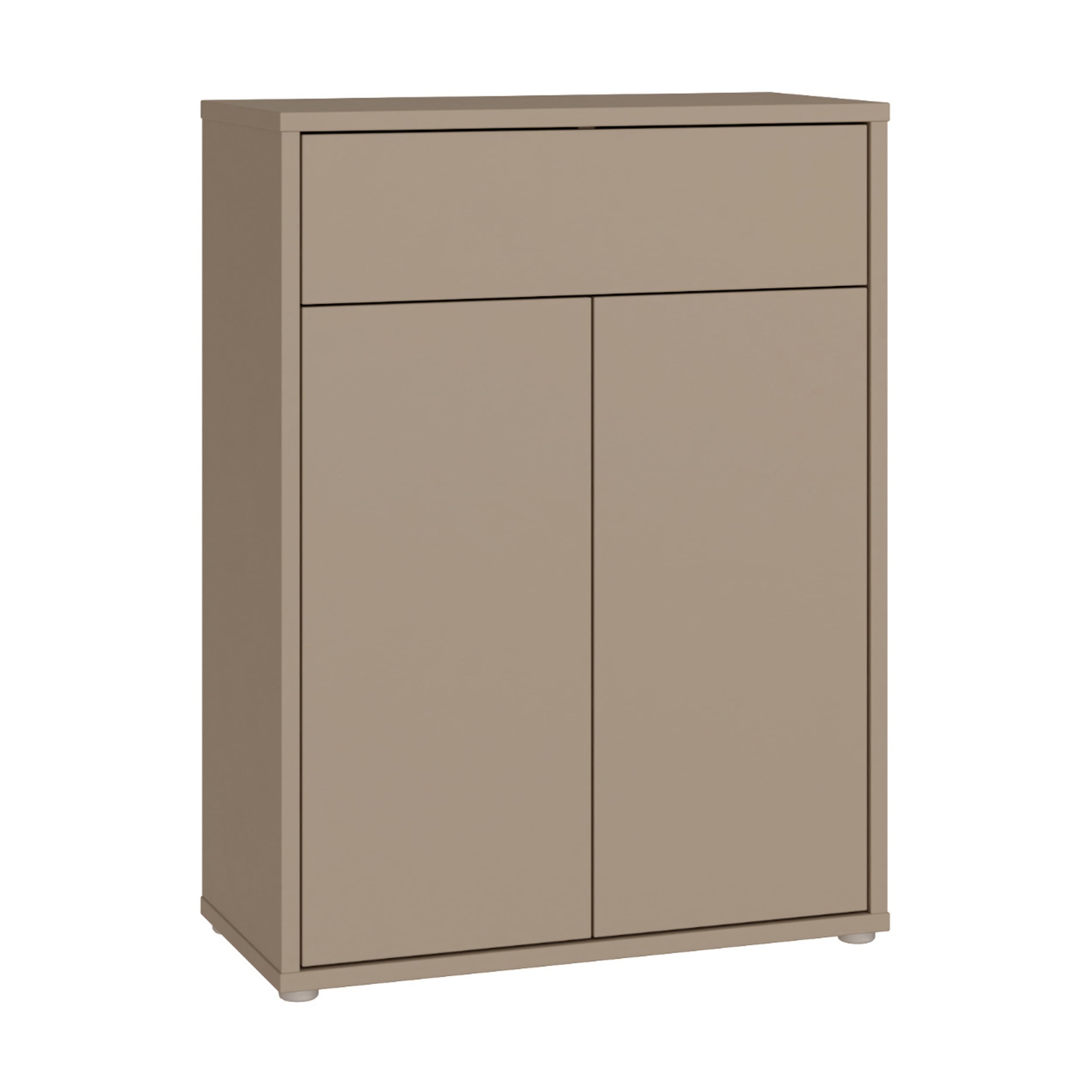 Forte Alice Springs Schuhschrank 70 80, modern-minimalistisch, 2-türig, 1 Schublade, Holzwerkstoff, Taupe, 74,5 cm breit x 99,1 cm hoch x 34,9 cm tief