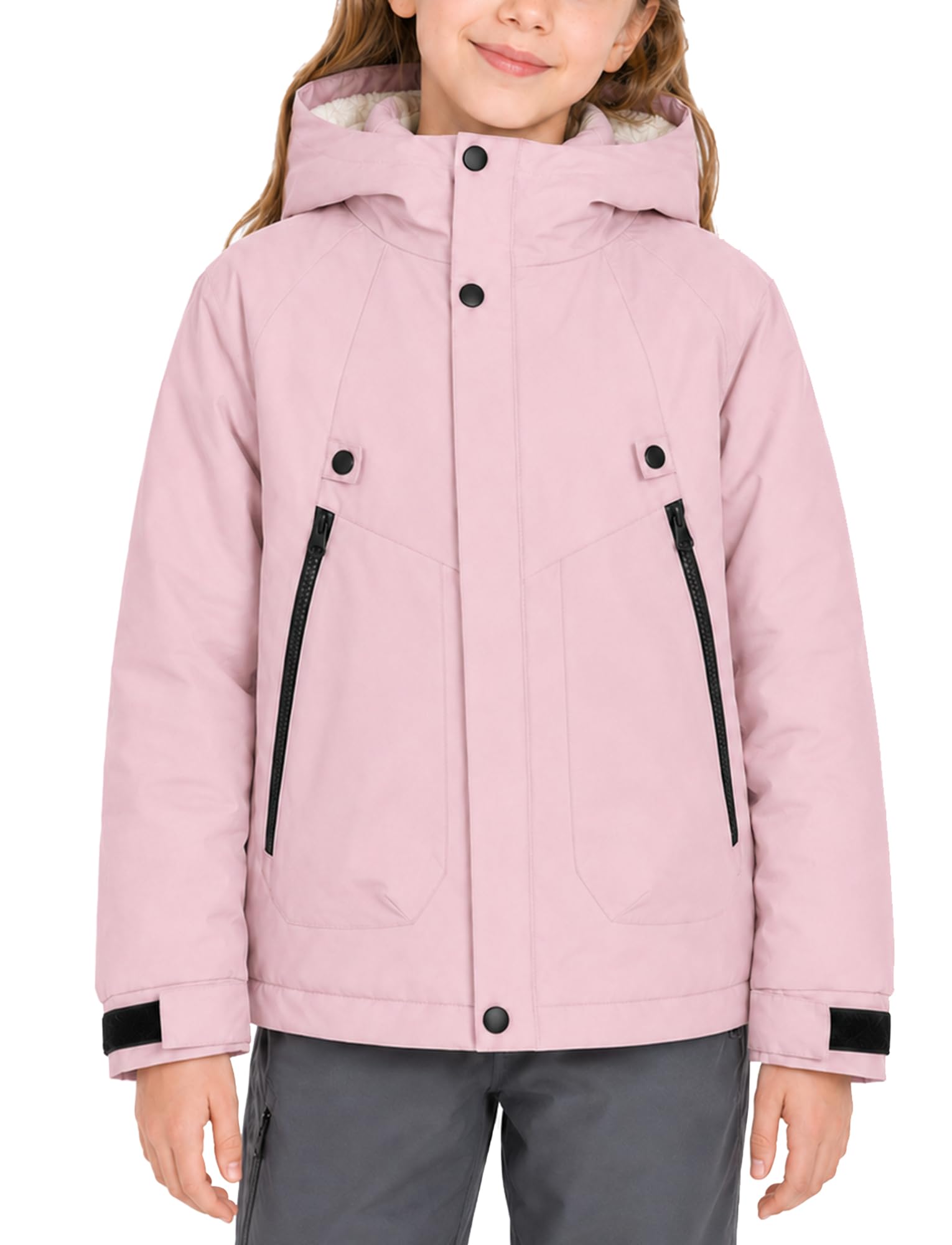 Abrigo de invierno impermeable para niña y niño, chaqueta de esquí a prueba de viento con capucha, forro polar informal de 4 a 13 años