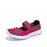 Women Elastic Woven Walking Shoes Flats Sandals&comma;Comfy Casual Non Slip Lightweight Breathable Mary Jane Sneakers Nurse Shoes