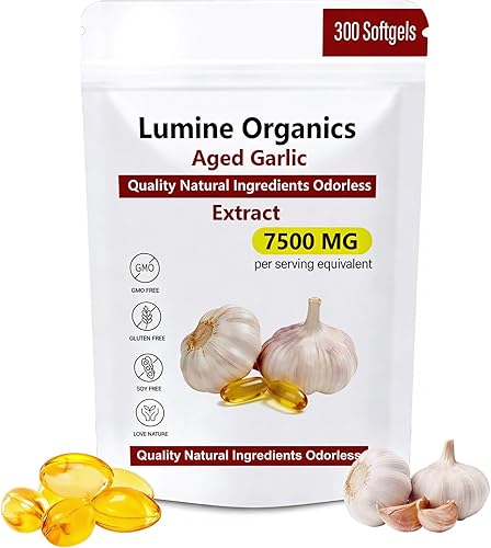 Lumine Organics Aged Garlic,Louma Aged Garlic,7500mg Odorless Organic Garlic Supplement,All-Natural (1pcs)