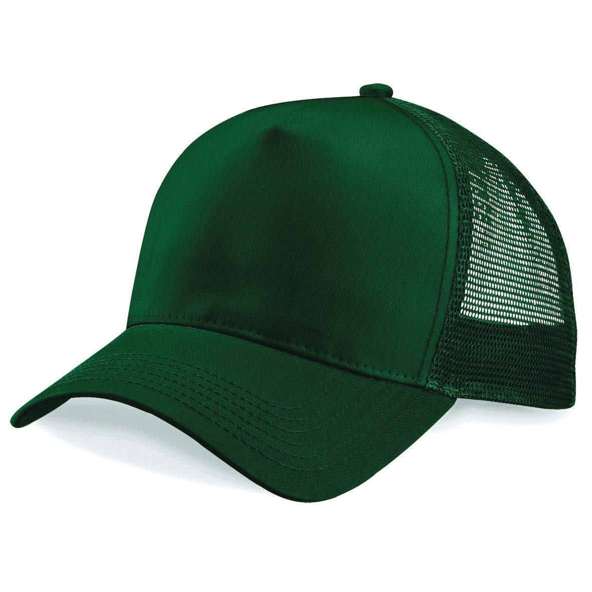 Plain Trucker Cap Mesh Back Baseball Cap Snapback - Dark Green