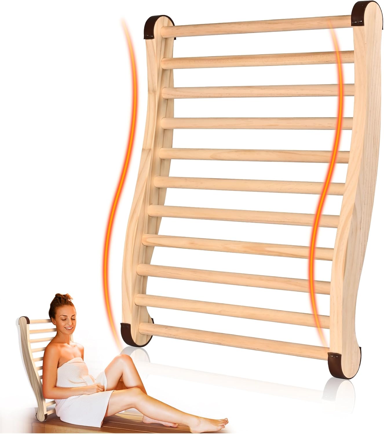 Upgraded Sauna Backrest, Sauna Accessories, S-Shaped Design with Backrest Sauna Chair, with Non-Slip Pads, Ergonomic Design, Suitable for Infrared Sauna Backrest and Barrel Sauna Backrest 1 White Cedar