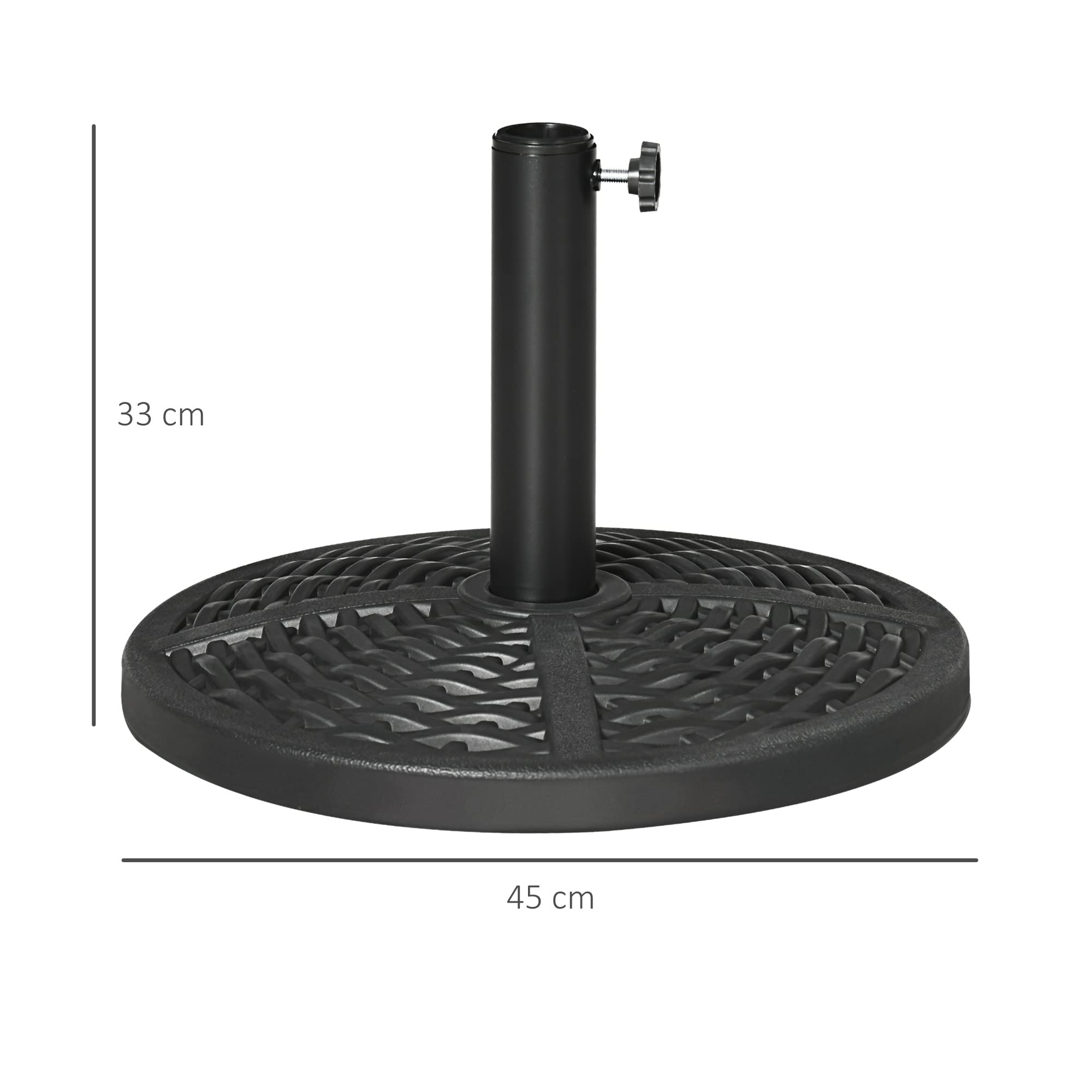Outsunny Pied de Parasol Base de lestage Parasol Ø 45 x 33H Poids Net 9 kg Noir