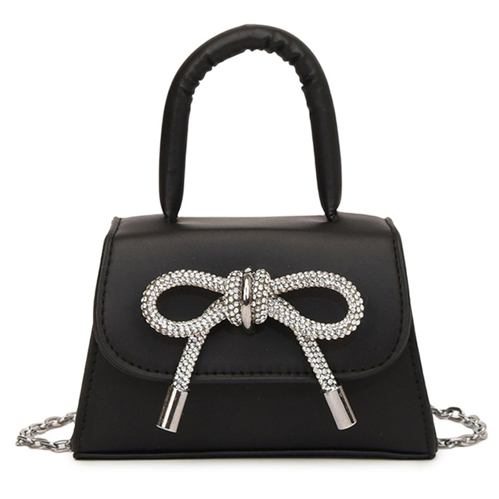 XUZHID Shoulder Handbag，Bowknot Designs Small Handbag Fashion Solid Color Crossbody Bags PU Leather Flap Square Shoulder Bag for Women