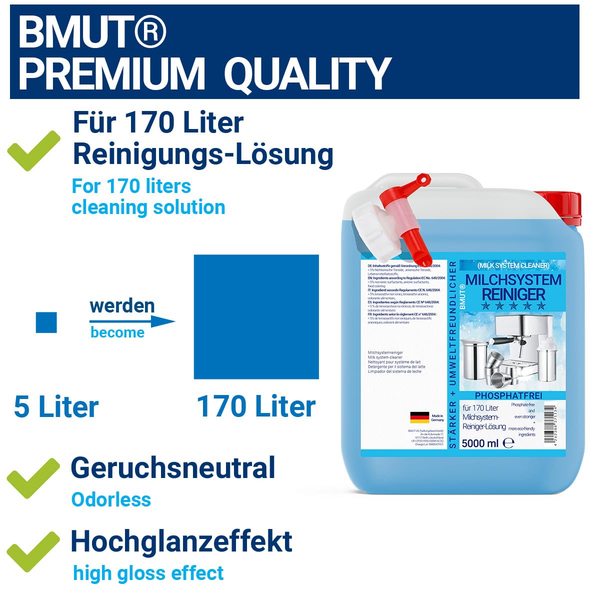 KaffeerCleaniger24 Detergente Per Montalatte - 5 Litri, Made In Germany - Foto 2