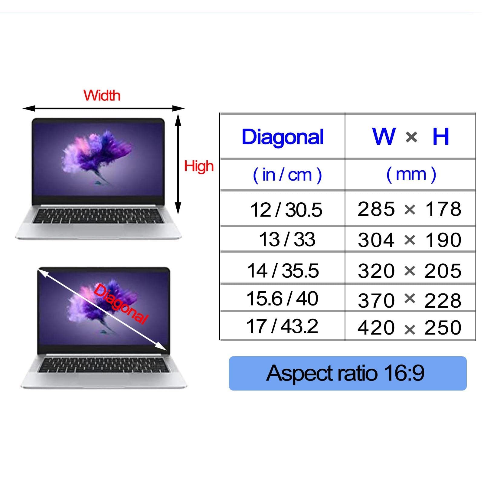 Computer-Monitor-Bildschirmfilter, Laptop-Displayschutz, Blaulichtblockierung, for Aufhängen, 16:9, 12–17 Zoll, kratzfest(13in/33cm)