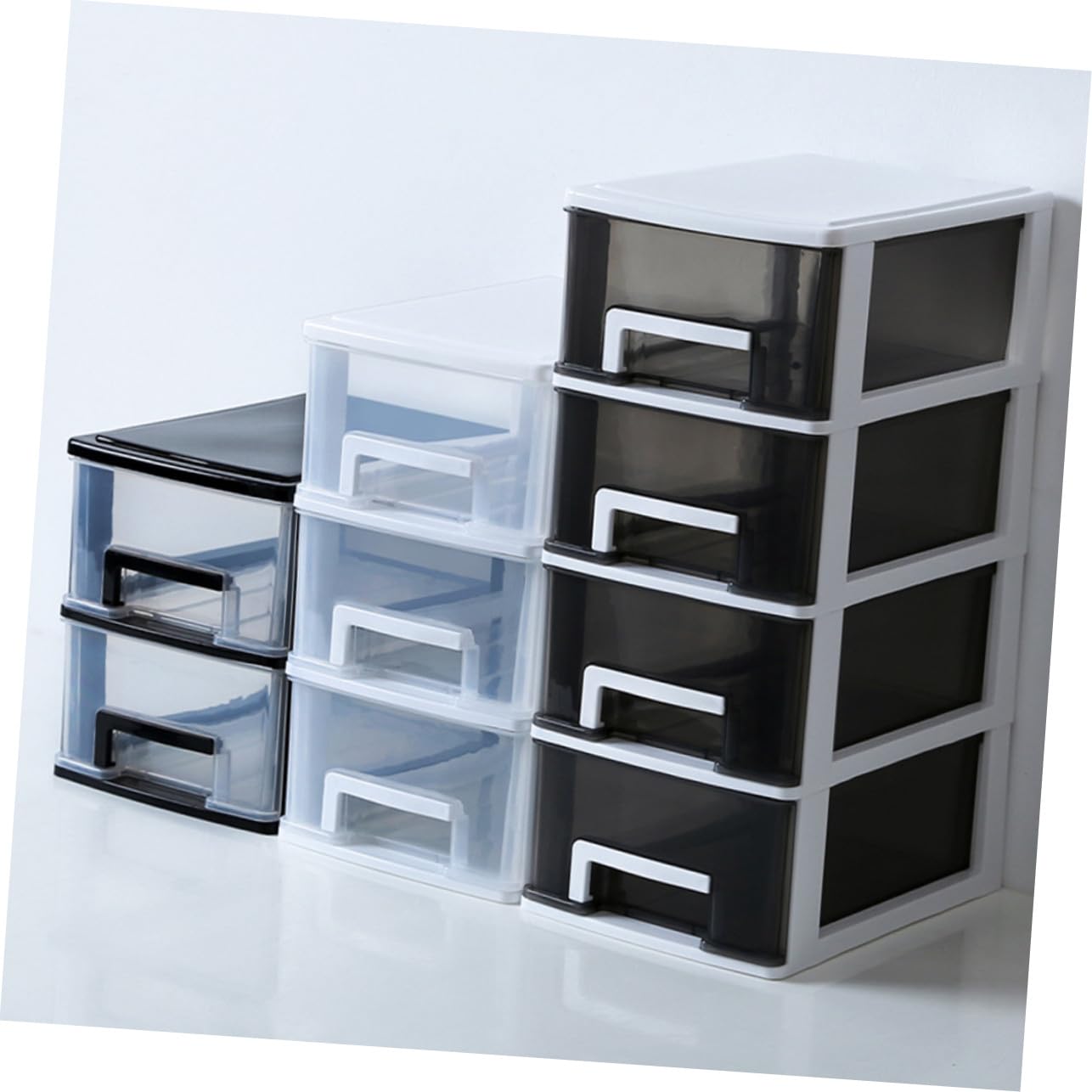 Cassettiera Porta Oggetti in Plastica Bianca Tre Livelli e Design a Cassetto, Portatile e Multifunzionale per Bagno e Scrivania