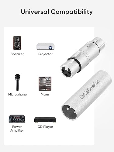 Miniatura 7 de CableCreation 4 pares XLR macho a macho y XLR hembra a hembra 3PIN adaptador conector compatible con micrófono, mezclador, plata