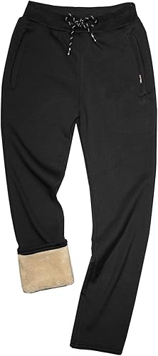 Gihuo Pantalones de forro polar cálidos de invierno para hombre, pantalones deportivos con forro polar Sherpa