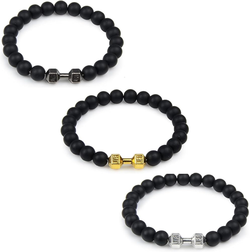 Amazon | Gymheads ブレスレット - 男性用ダンベルブレスレット 天然石