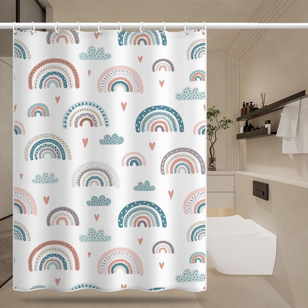 Shower Liner Shower Curtain Shower Curtain Rainbow Pattern Waterproof Polyester Shower Curtain Bathroom Partition Curtain Bath Shower Curtain Suitable for Bathroom (Size : W150xH180cm) ()