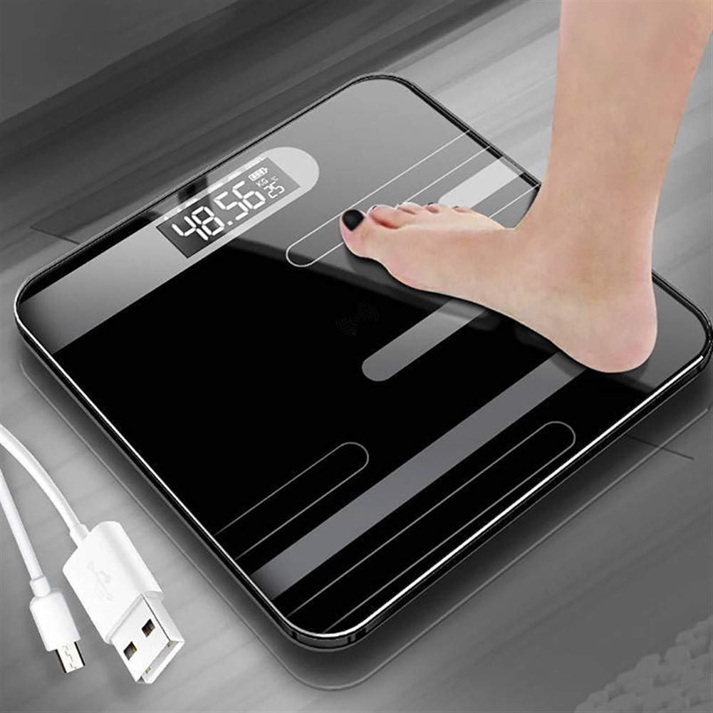 Pèse-personne professionnel Pèse-personne de salle de bain Pèse-personnes antidérapants Pèse-personne numérique électronique à domicile Écran LCD durable (Couleur: Batterie Croix Rose) (Chargement Noi