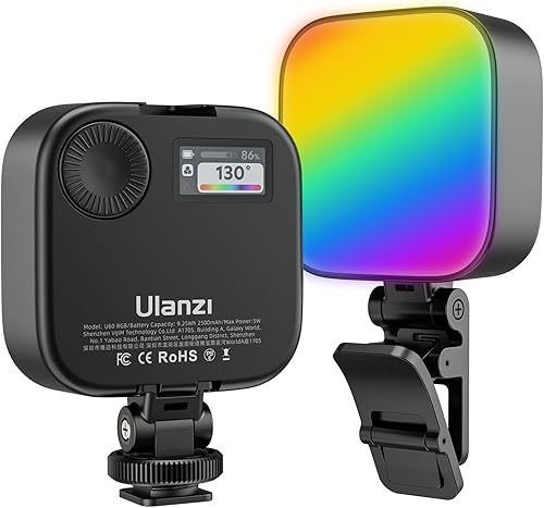 Ulanzi U60 RGB Video Light, luz de cámara LED portátil con 360 color CRI95 2500-9000K lámpara de panel regulable, panel LED de 2500 mAh iluminación