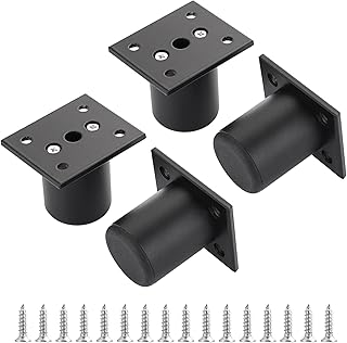 OwnMy 4PCS 2 Inch Metal Furniture Legs Feets Black Aluminum Alloy Furniture Legs Small Cabinet Desk Sofa Legs, Adjustable Furniture Replacement Legs Corner Risers Heavy Duty Table Chair Leg Extenders