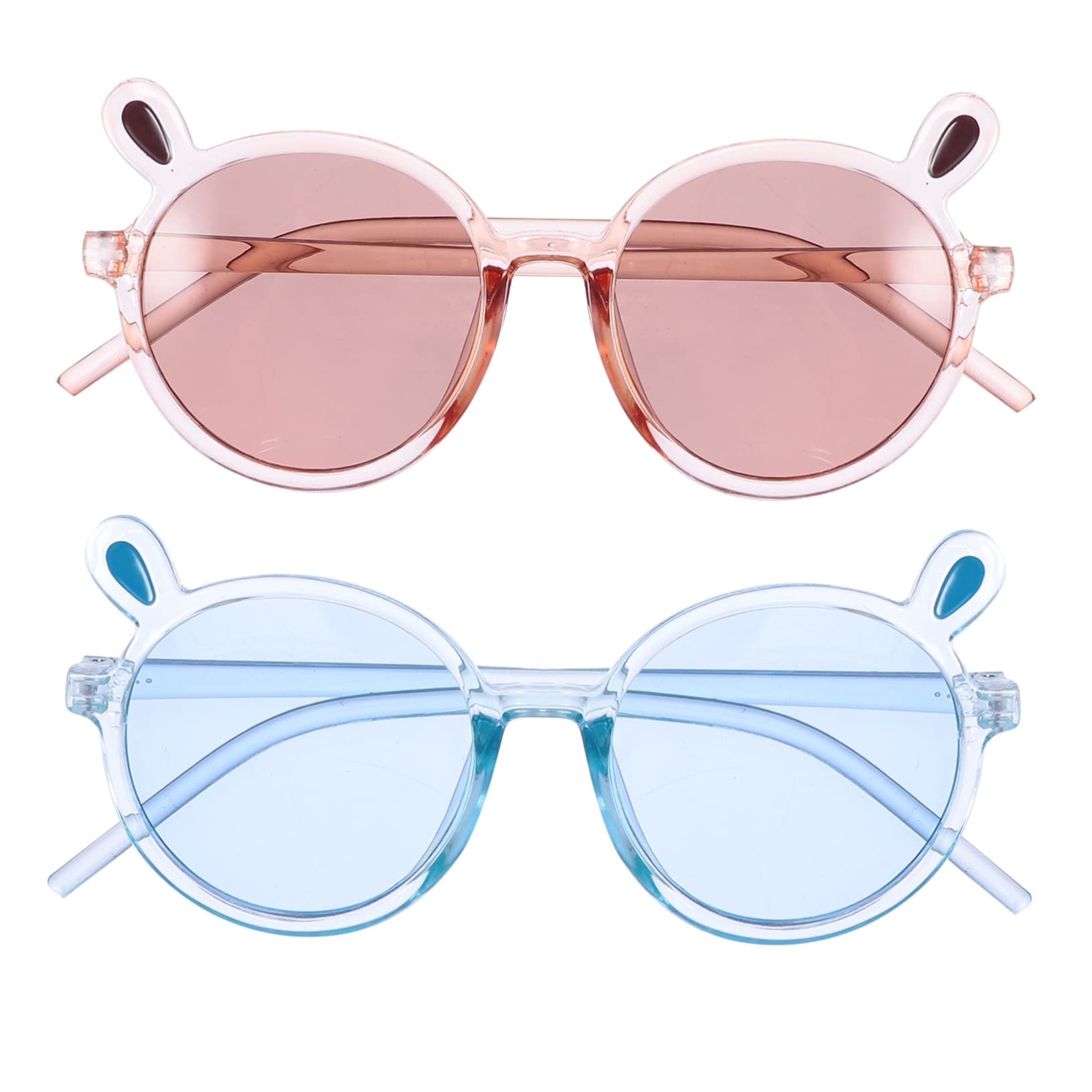 Holibanna 2pcs Kids Bear Sunglasses Bulk Pack Boys Girls Round Frame Blue Light Blocking Child Sun Glasses Beach Photo Prop Travel Wear