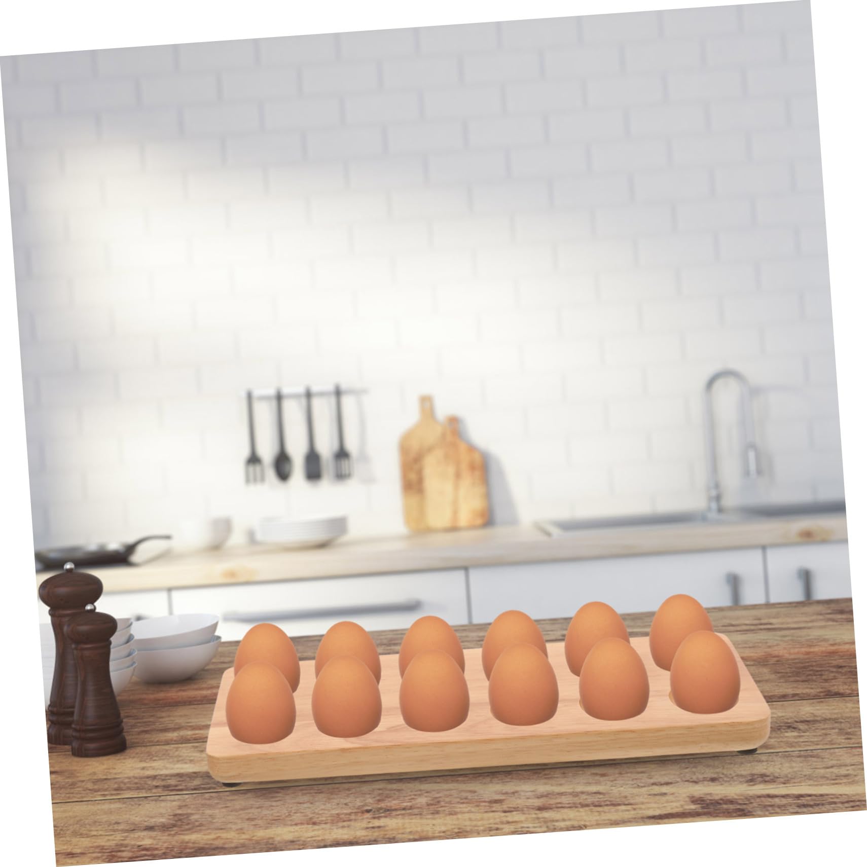 SOIMISS Bandeja de Madera para Huevos Doble Organizador y Almacenamiento Seguro Antirrotura para Cocina y Nevera