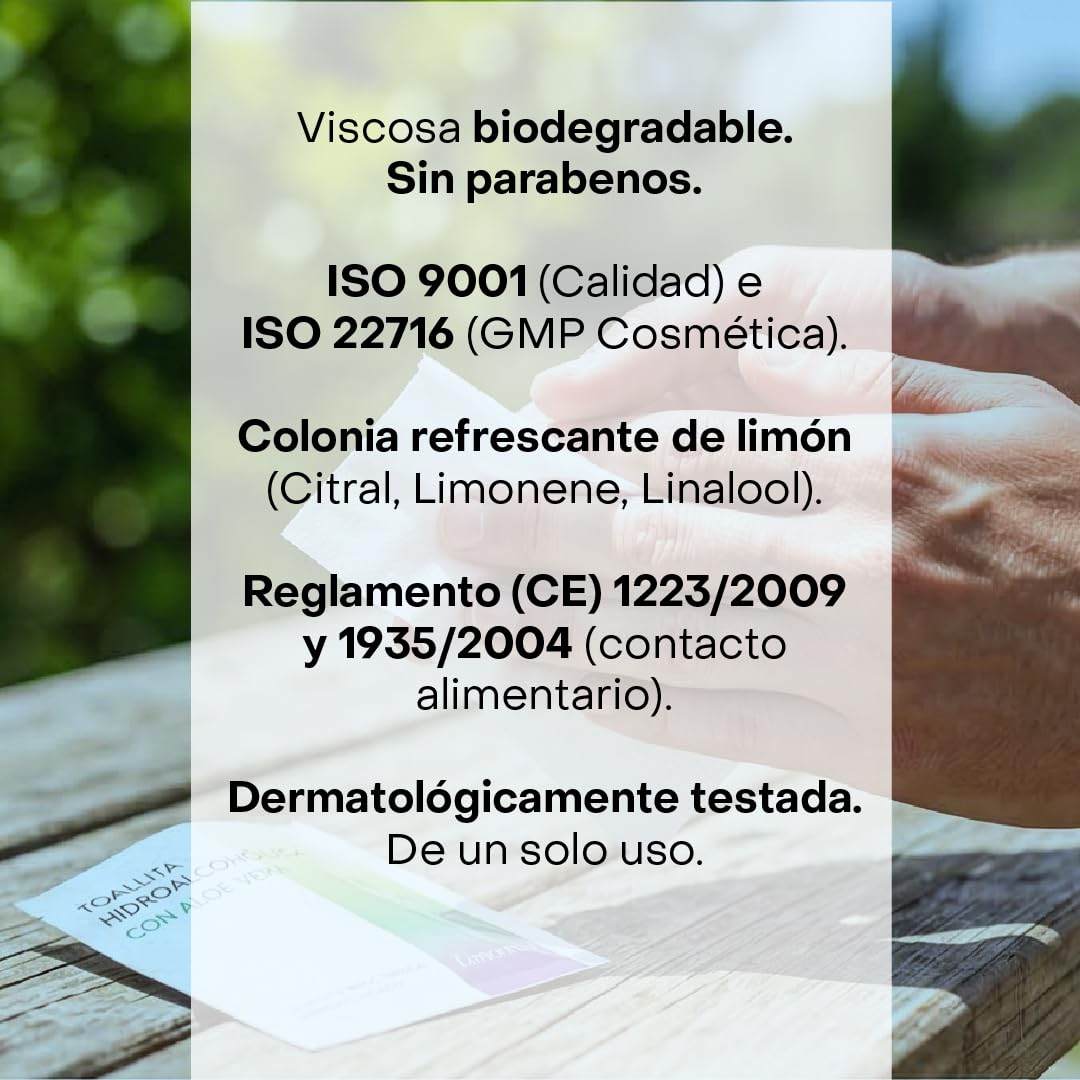 Toallitas Hidroalcohólicas con Aloe Vera, Sobres Individuales, Higiene de Manos sin Aclarado, Mínimo 70% Alcohol (100 unidades)